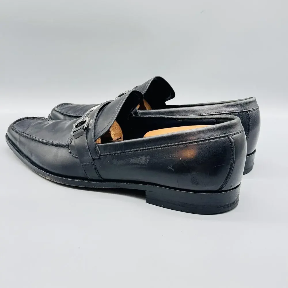 Salvatore Ferragamo Shoes Men 11.5 Black Leather Studio Bit Loafer Moc Toe Dress